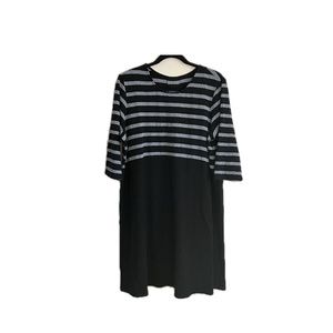 J. Jill Wearever Collection Black w/ Blue Stripes |  Knit Dress XL 3/4 Sleeve